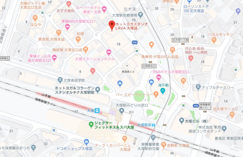 ホットヨガスタジオLAVA大塚店地図