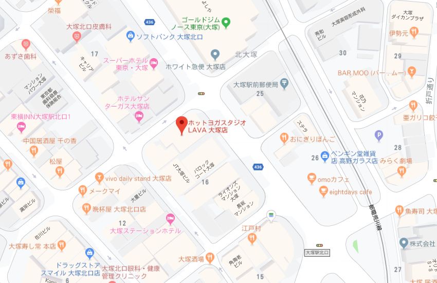 ホットヨガスタジオLAVA大塚店地図