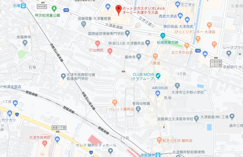 ホットヨガスタジオLAVAオーミー大津テラス店地図