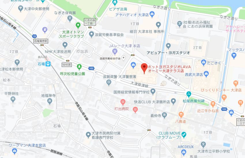 ホットヨガスタジオLAVAオーミー大津テラス店地図