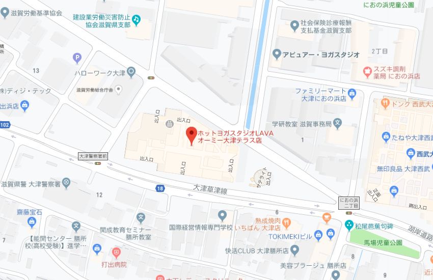 ホットヨガスタジオLAVAオーミー大津テラス店地図
