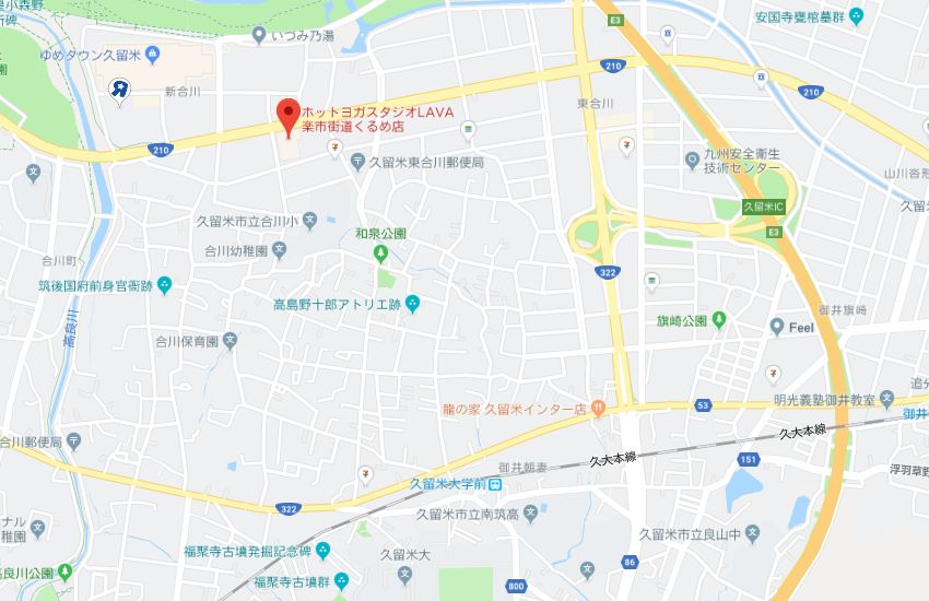 ホットヨガスタジオLAVA楽市街道くるめ店地図