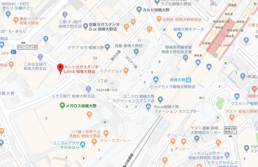 ホットヨガスタジオLAVA相模大野店地図