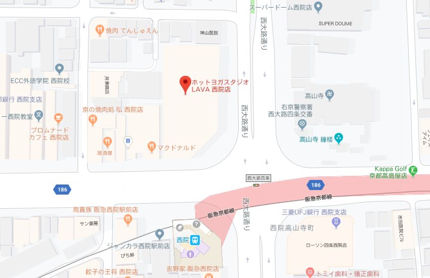 ホットヨガスタジオLAVA西院店地図