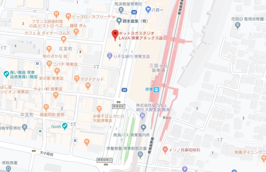 ホットヨガスタジオLAVA堺東アネックス店地図