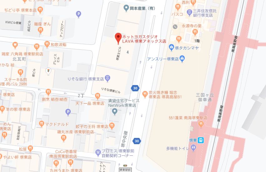 ホットヨガスタジオLAVA堺東アネックス店地図