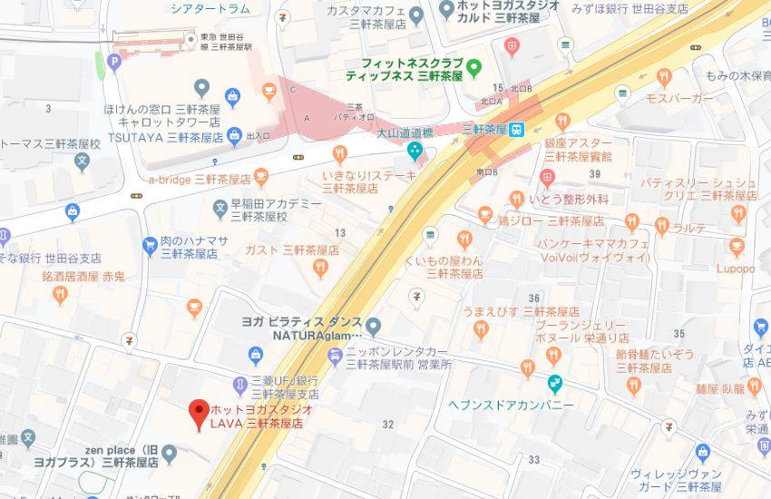 ホットヨガスタジオLAVA三軒茶屋店地図