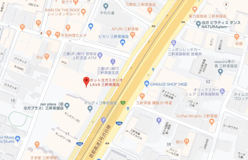 ホットヨガスタジオLAVA三軒茶屋店地図