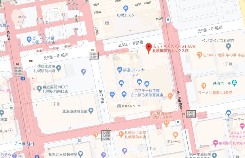 ホットヨガスタジオLAVA札幌南口店地図