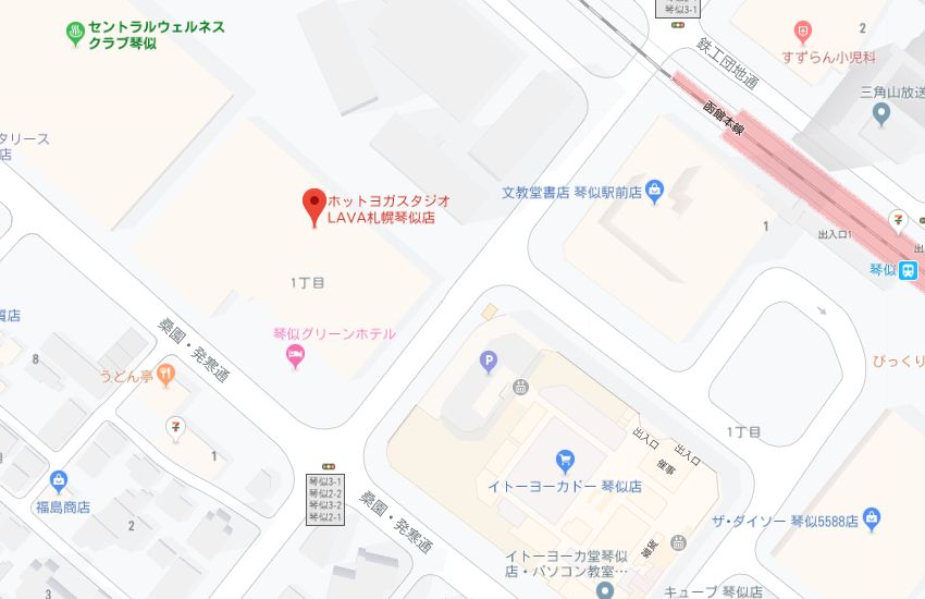 ホットヨガスタジオLAVA札幌琴似店地図