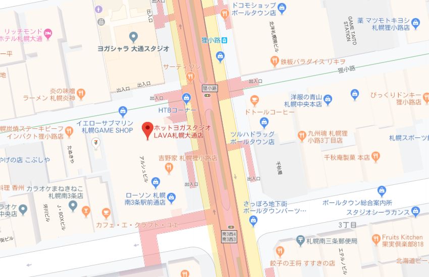 ホットヨガスタジオLAVA札幌大通店地図