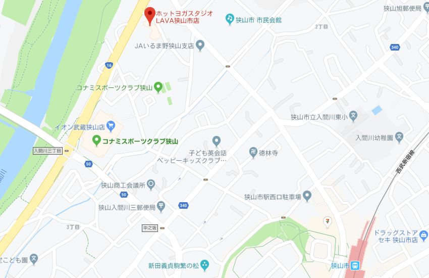 ホットヨガスタジオLAVA狭山市店地図