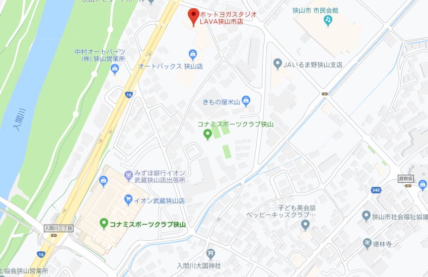 ホットヨガスタジオLAVA狭山市店地図