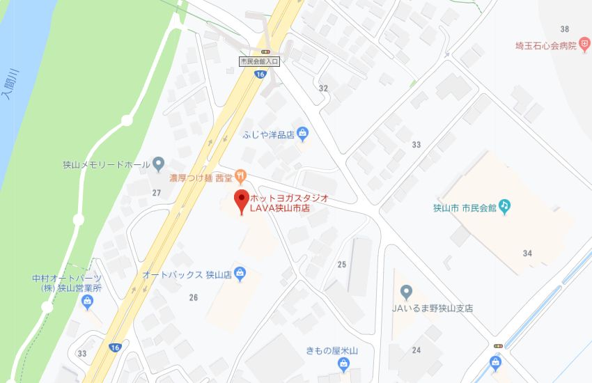 ホットヨガスタジオLAVA狭山市店地図