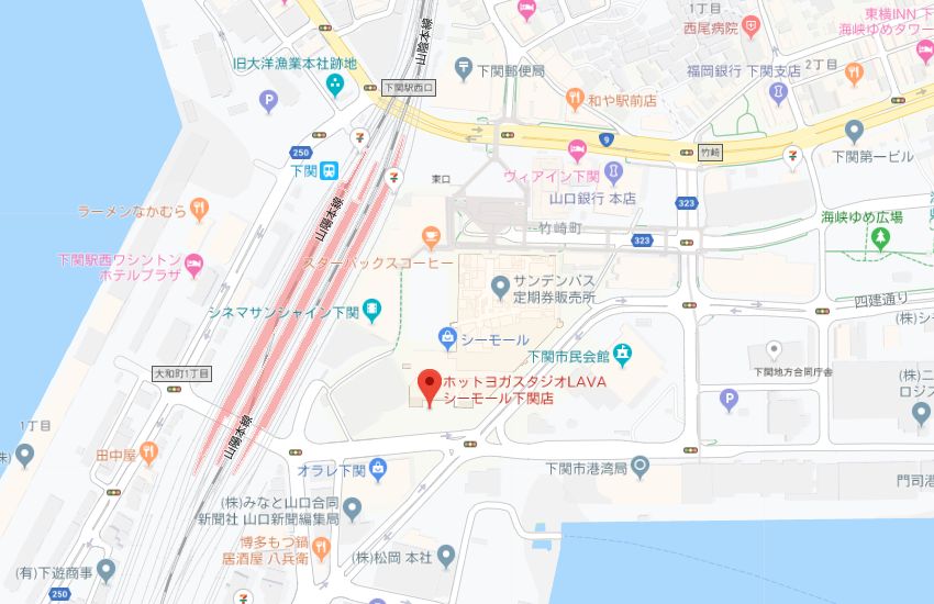 ホットヨガスタジオLAVAシーモール下関店地図