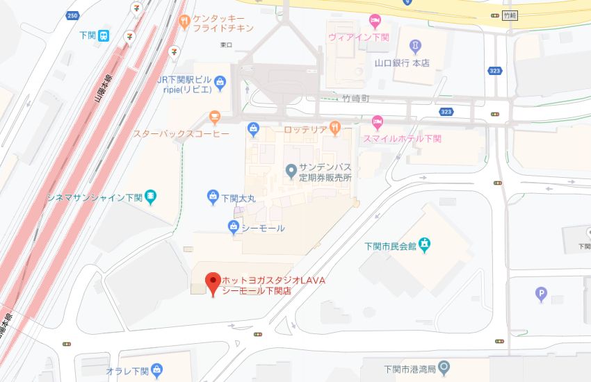 ホットヨガスタジオLAVAシーモール下関店地図