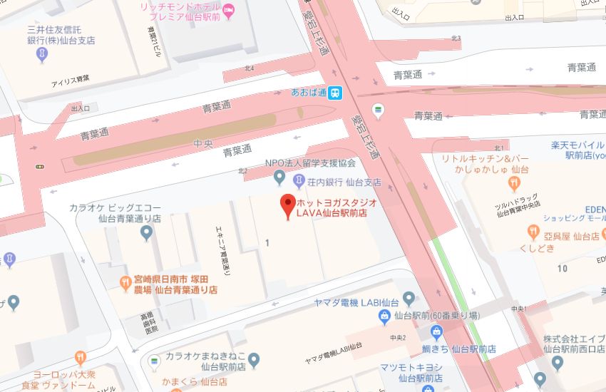 ホットヨガスタジオLAVA仙台駅前店地図
