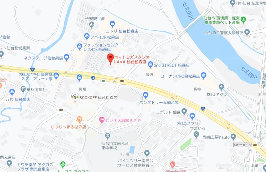 ホットヨガスタジオLAVA仙台松森店地図