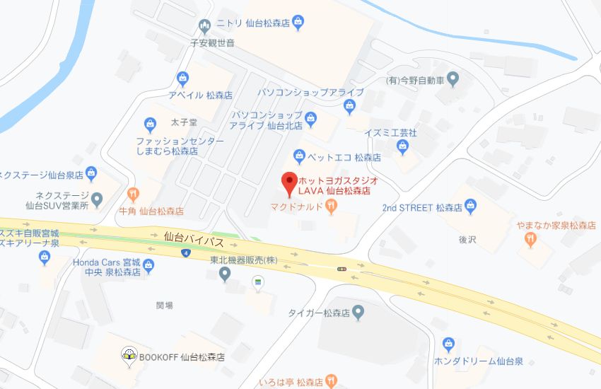 ホットヨガスタジオLAVA仙台松森店地図