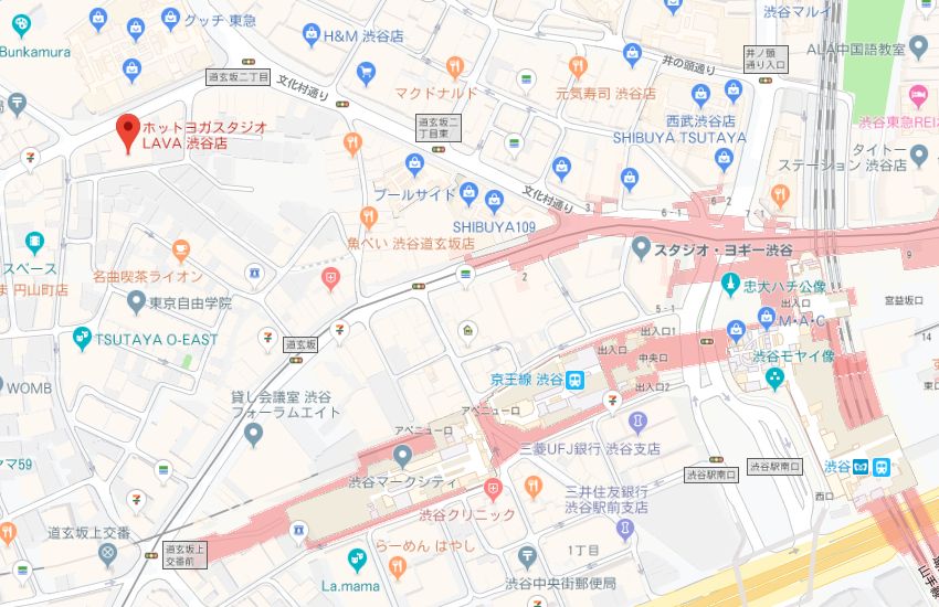 ホットヨガスタジオLAVA渋谷店地図