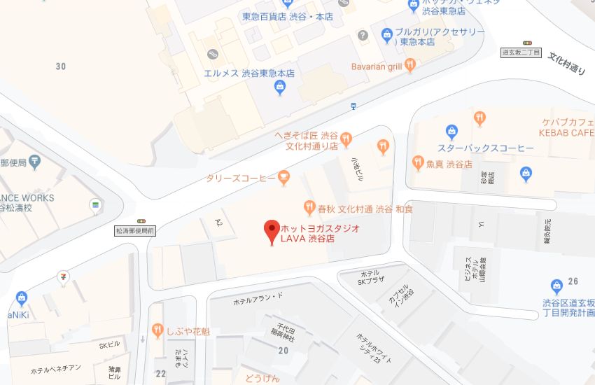 ホットヨガスタジオLAVA渋谷店地図