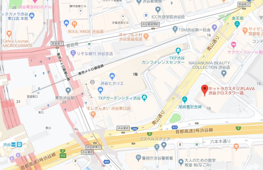ホットヨガスタジオLAVA渋谷クロスタワー店地図