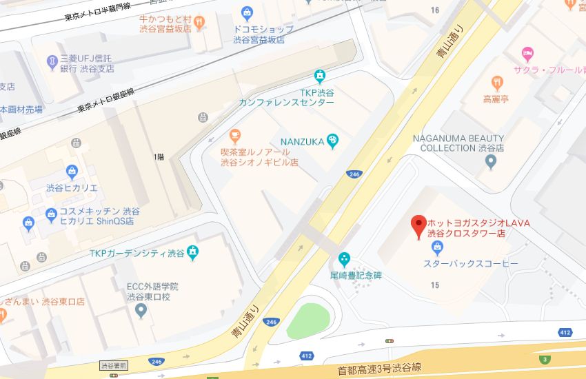 ホットヨガスタジオLAVA渋谷クロスタワー店地図