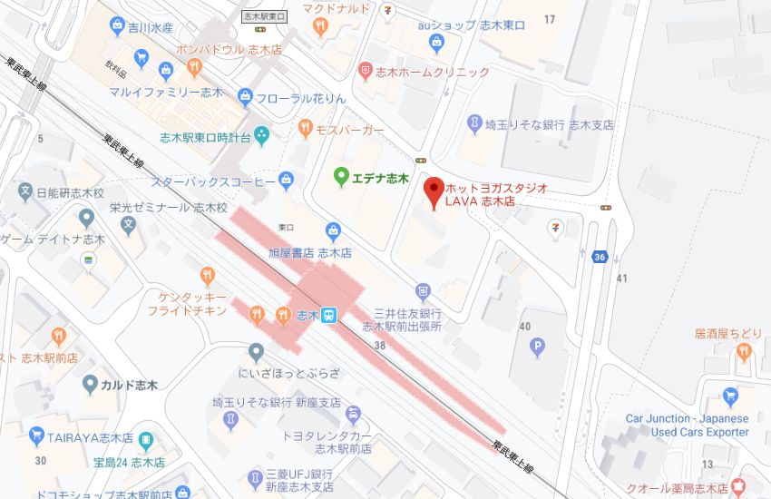 ホットヨガスタジオLAVA志木店地図