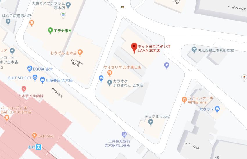 ホットヨガスタジオLAVA志木店地図