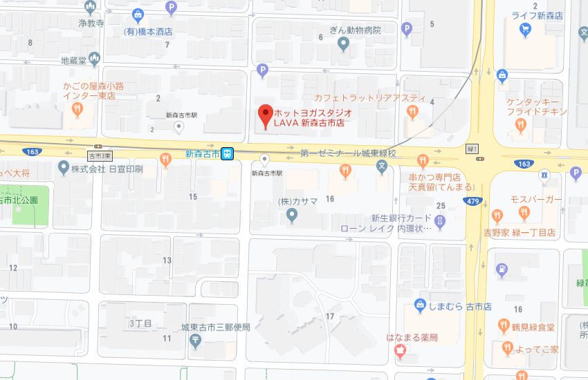 ホットヨガスタジオLAVA新森古市店地図