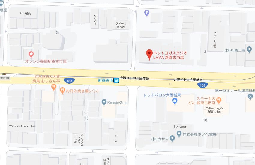 ホットヨガスタジオLAVA新森古市店地図