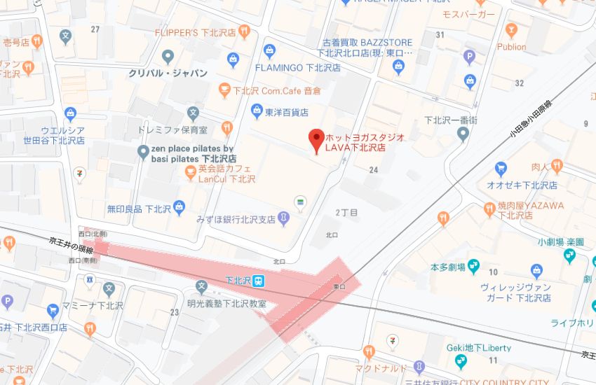 ホットヨガスタジオLAVA下北沢店地図