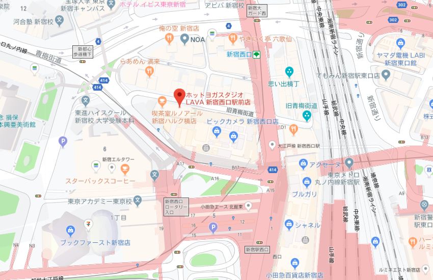 ホットヨガスタジオLAVA新宿西口駅前店地図