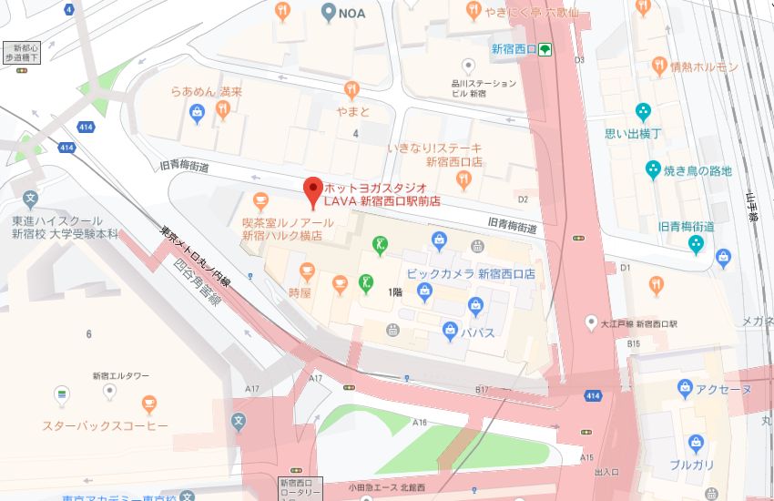 ホットヨガスタジオLAVA新宿西口駅前店地図