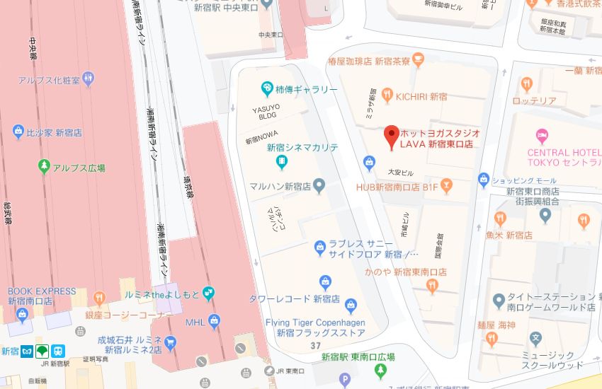 ホットヨガスタジオLAVA新宿東口店地図