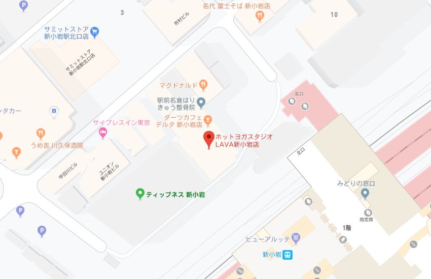 ホットヨガスタジオLAVA新小岩店地図