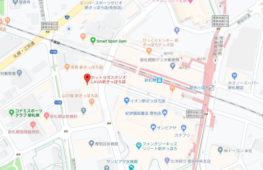 ホットヨガスタジオLAVA新さっぽろ店地図
