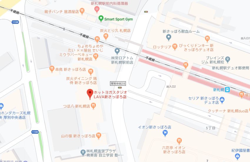 ホットヨガスタジオLAVA新さっぽろ店地図