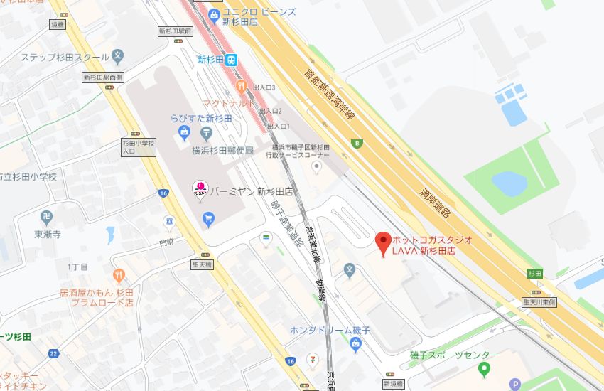 ホットヨガスタジオLAVA新杉田店地図