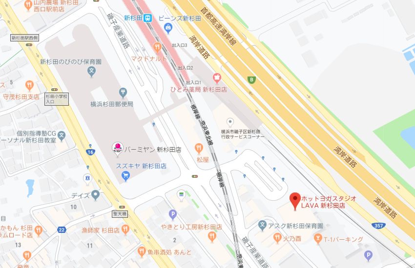 ホットヨガスタジオLAVA新杉田店地図