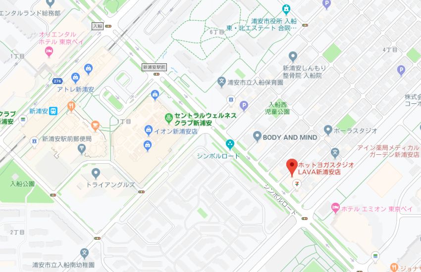 ホットヨガスタジオLAVA新浦安店地図