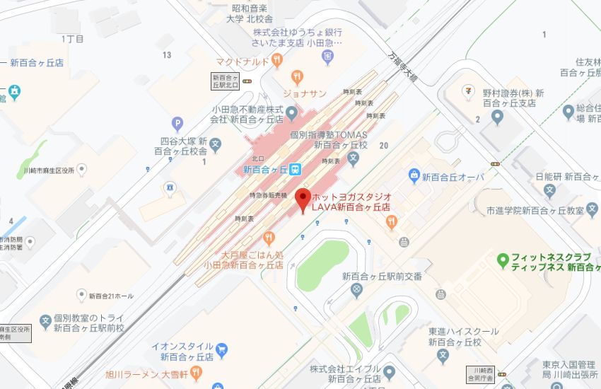 ホットヨガスタジオLAVA新百合ヶ丘店地図