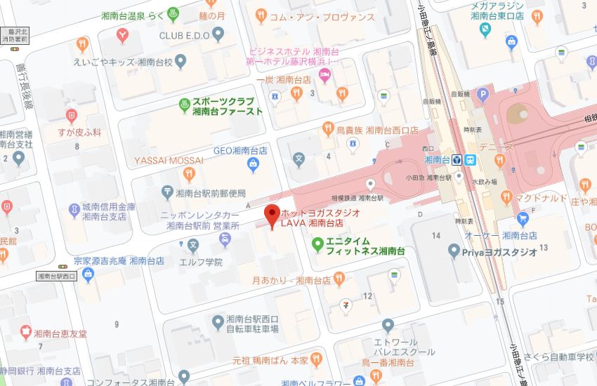ホットヨガスタジオLAVA湘南台店地図