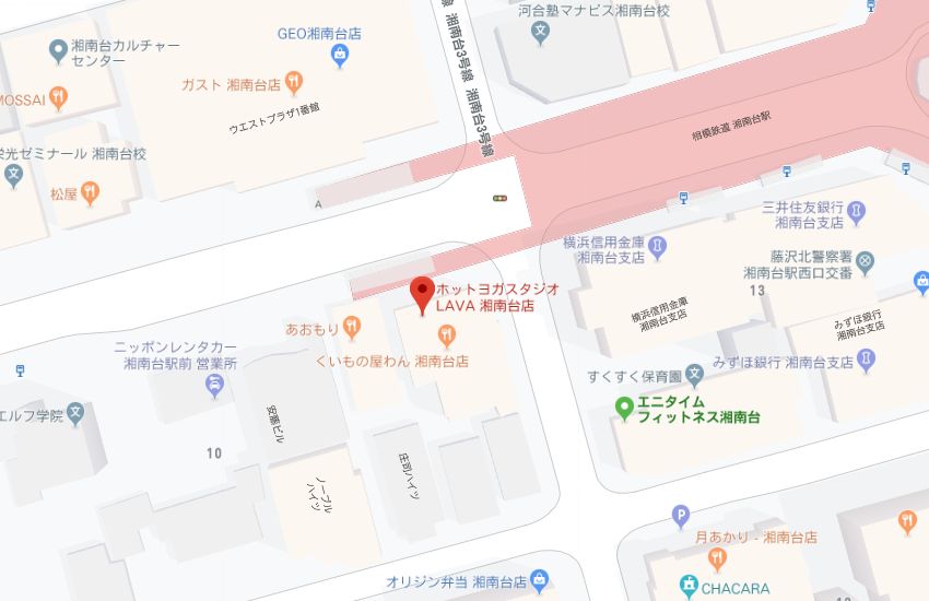 ホットヨガスタジオLAVA湘南台店地図