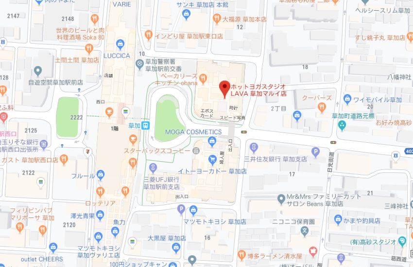 ホットヨガスタジオLAVA草加マルイ店地図