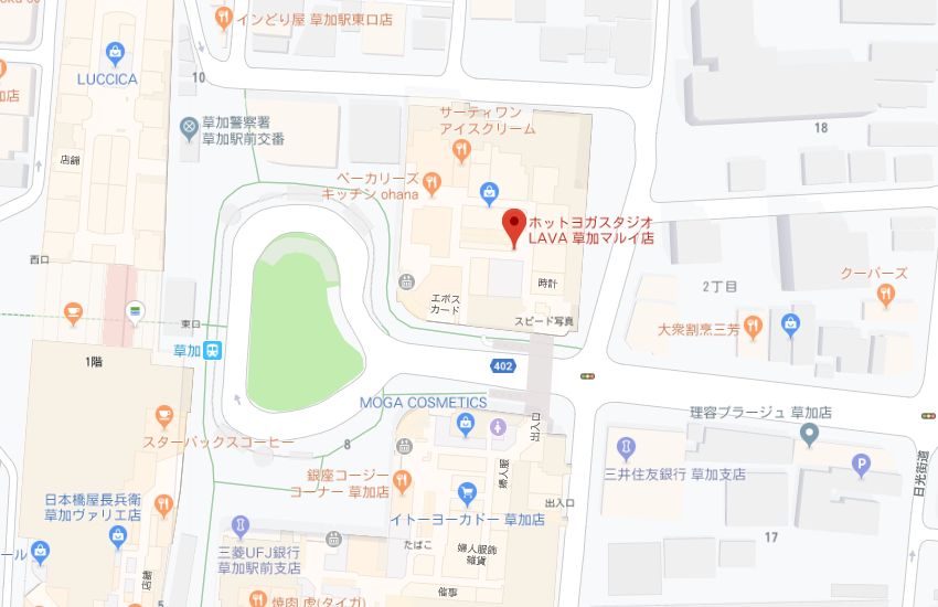 ホットヨガスタジオLAVA草加マルイ店地図