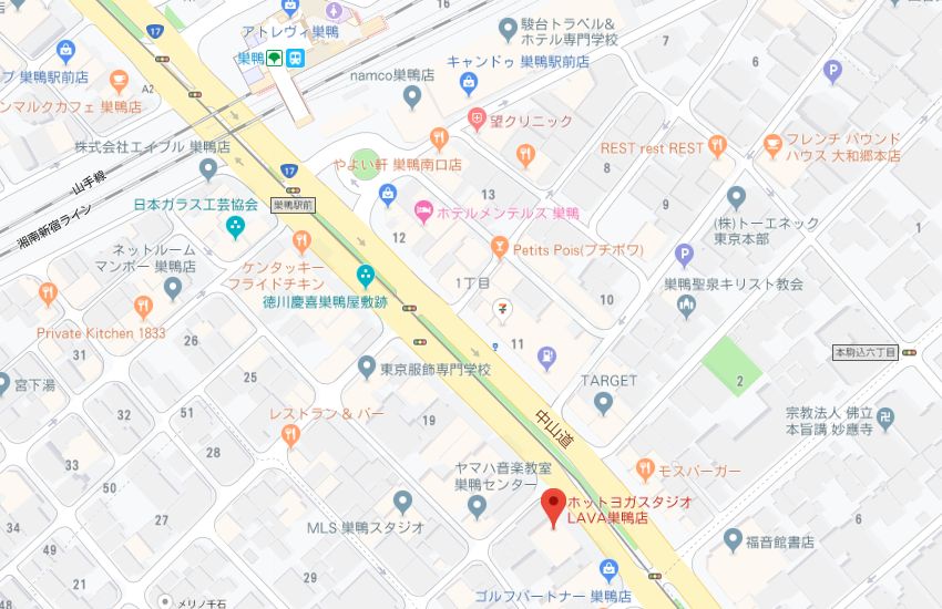 ホットヨガスタジオLAVA巣鴨店地図