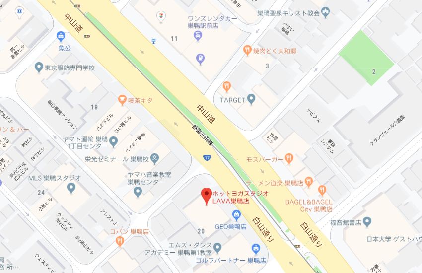 ホットヨガスタジオLAVA巣鴨店地図
