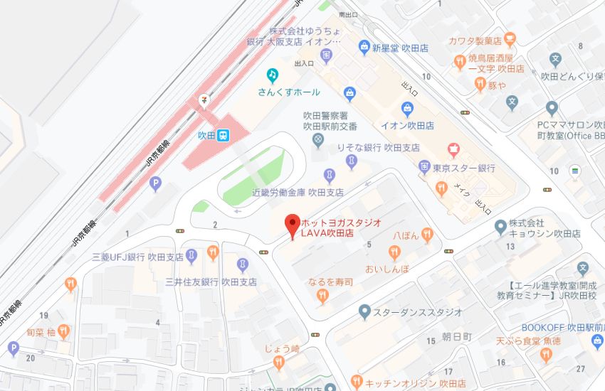 ホットヨガスタジオLAVA吹田店地図