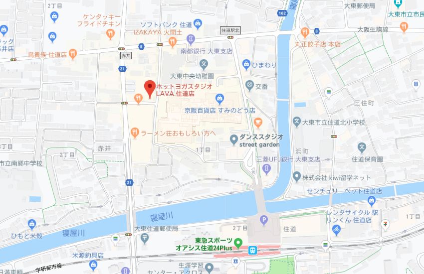 ホットヨガスタジオLAVA住道店地図